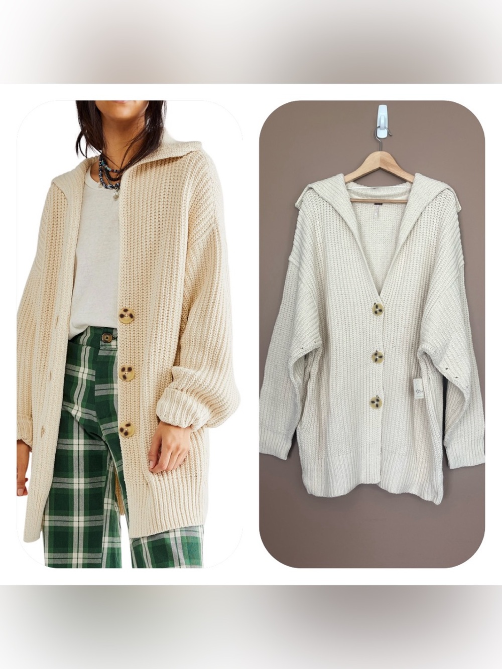 {Free People} Swim Too Deep Cardigan Oversized in Birch - Womens Large - NWT